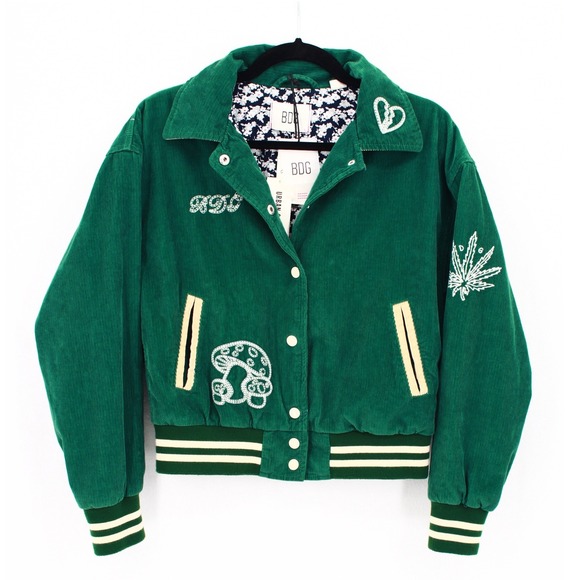 BDG Jackets & Blazers - BDG Urban Outfitters Green Corduroy Varsity Jacket Mushroom Vibes Small NWT